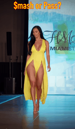 Woman on the model catwalk in Miami 